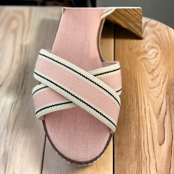 Tory Burch Womens 10 Fieda Espadrille Platform Sandals new leather canvas - Picture 7 of 10